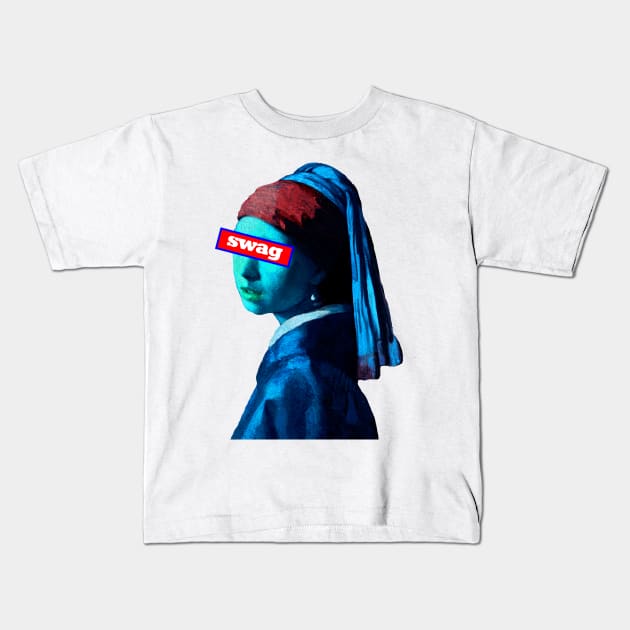 girl with a pearl earring Kids T-Shirt by denpoolswag